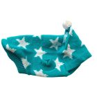 Kapucnis kötött kutyapulóver - piros csillagmintás - 35 cm