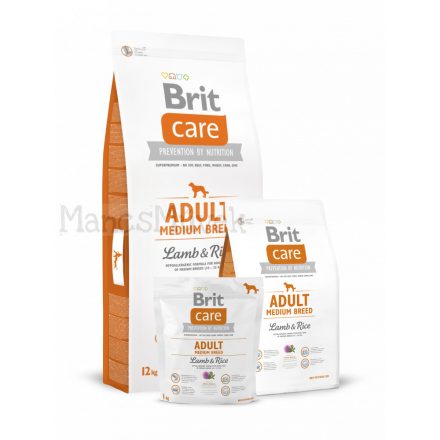 3kg - Brit Care adult medium lamb&rice - gabonamentes